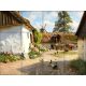 Tile mural with farmyard, poultry, horse cart and windmill